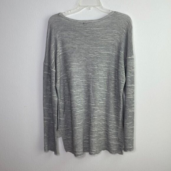 NATION LTD Ribbed Burnout Distressed Texture Grey Long Sleeve Shirt Women Medium - Picture 3 of 13